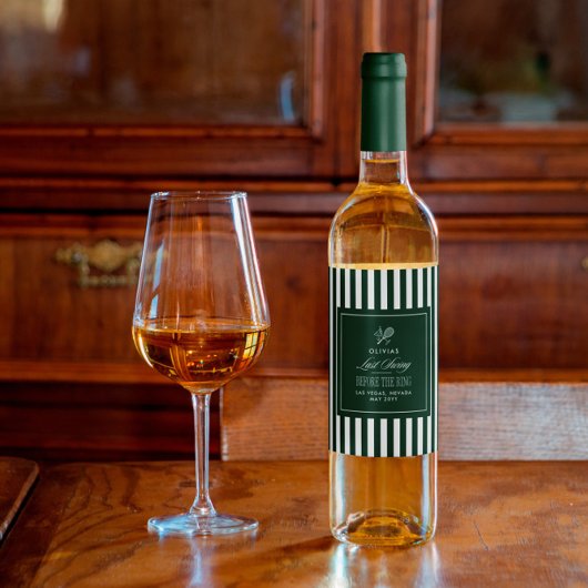 Green Stripe Tennis Bachelorette elegant modern ワインラベル