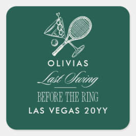 Green Stripe Tennis Modern Chic Hen Party Favor スクエアシール