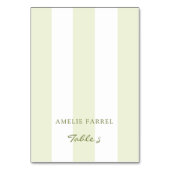 Green Stripe Wedding Escort Name Cards テーブルナンバー (正面)