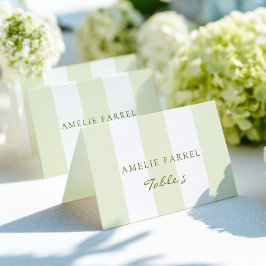 Green Stripe Wedding Escort Name Cards テーブルナンバー