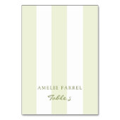 Green Stripe Wedding Escort Name Cards テーブルナンバー (正面)