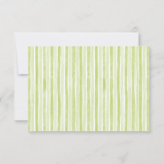 Green Stripe Wedding RSVP Postcards with QR Code (裏面)