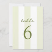 Green Stripe Wedding Table Number 招待状 (正面)