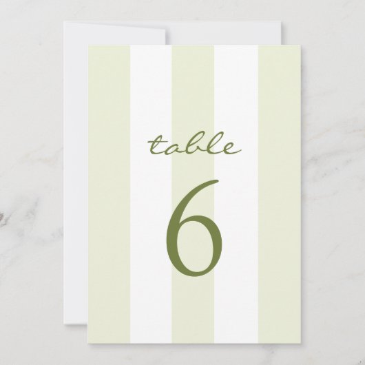 Green Stripe Wedding Table Number 招待状 (正面)