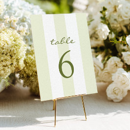 Green Stripe Wedding Table Number 招待状