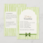 Green Stripe Wedding Timeline Cards with QR Code エンクロージャーカード (正面/裏面)