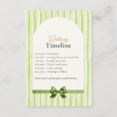 Green Stripe Wedding Timeline Cards with QR Code エンクロージャーカード (正面)