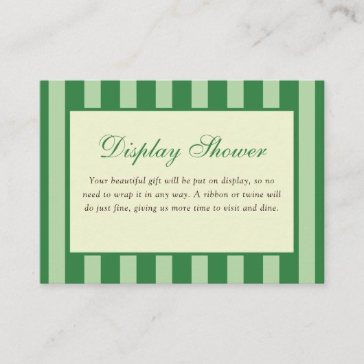 Green Striped Bridal Shower Display Shower エンクロージャーカード (正面)