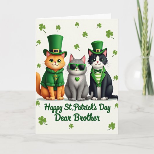 Green Striped Cats Card カード (正面)