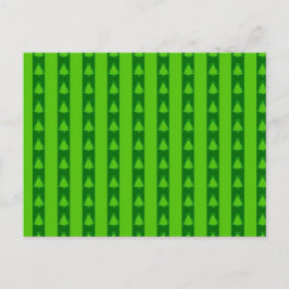 Green Striped Christmas Tree Pattern シーズンポストカード