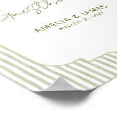 Green Striped Classic Wedding Guestbook Poster ポスター (角)