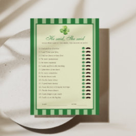 Green Striped Clover He said She said Game Card 招待状