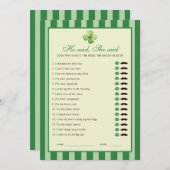 Green Striped Clover He said She said Game Card 招待状 (正面/裏面)