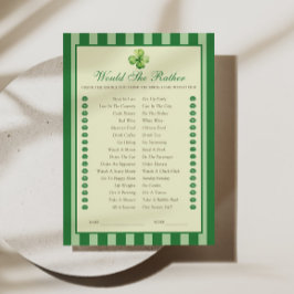 Green Striped Clover Would She Rather Game Card 招待状