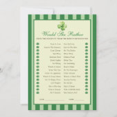 Green Striped Clover Would She Rather Game Card 招待状 (正面)