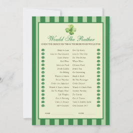 Green Striped Clover Would She Rather Game Card 招待状