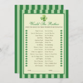 Green Striped Clover Would She Rather Game Card 招待状 (正面/裏面)