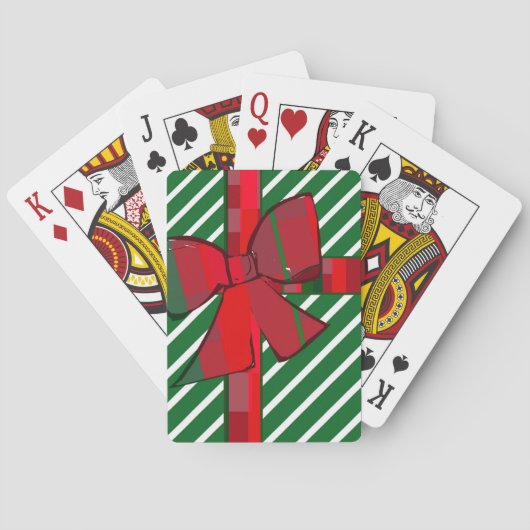 Green striped gift wrap theme playing cards トランプ (裏面)