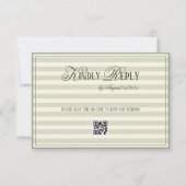 Green Striped Old Money Wedding QR code 出欠カード (正面)