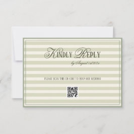 Green Striped Old Money Wedding QR code 出欠カード