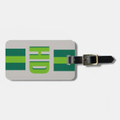 green striped Shadow Monogram retro camping ラゲッジタグ (正面横)