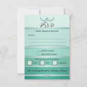 Green Striped Tone on Tone Wedding RSVP Card 招待状 (正面)