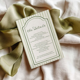 Green Striped Wedding Details エンクロージャーカード