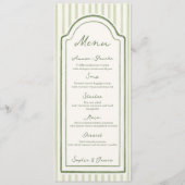Green Striped Wedding Flat Menu メニュー (正面)