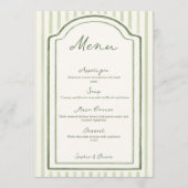 Green Striped Wedding Flat Menu メニュー (正面)