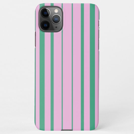 Green Stripes and Soft Pink iPhone 11 Pro Max Case iPhoneケース (裏面)