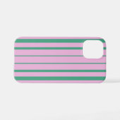 Green Stripes and Soft Pink iPhone 12 Mini Case iPhoneケース (裏面横)
