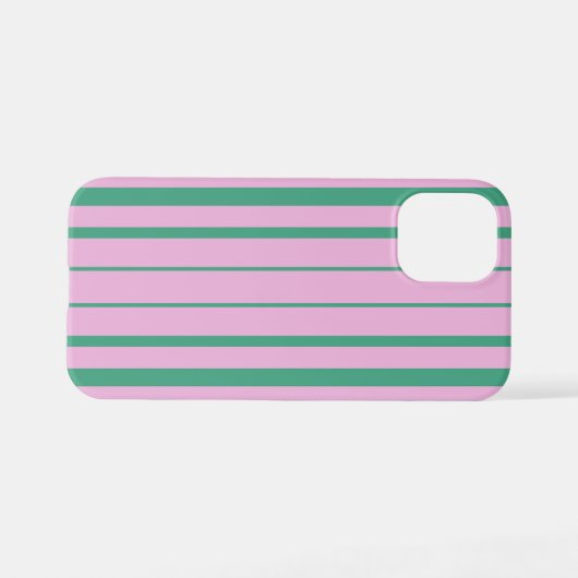 Green Stripes and Soft Pink iPhone 12 Mini Case iPhoneケース (裏面横)