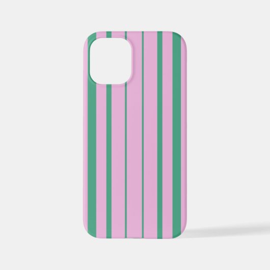 Green Stripes and Soft Pink iPhone 12 Mini Case iPhoneケース (裏面)