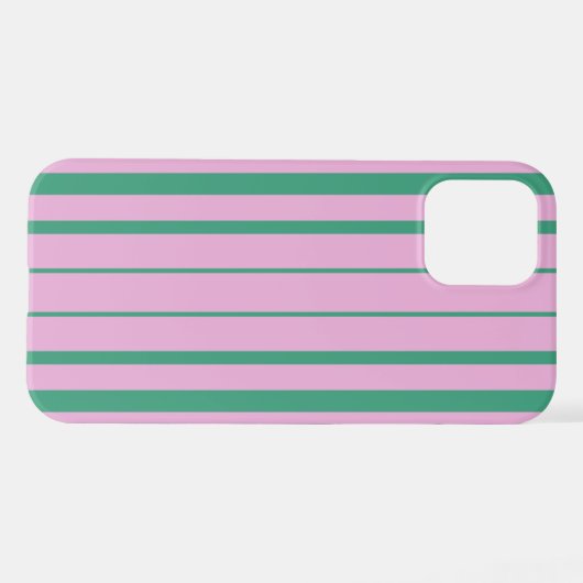 Green Stripes and Soft Pink iPhone 12 Pro Case iPhoneケース (裏面横)