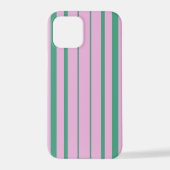 Green Stripes and Soft Pink iPhone 12 Pro Case iPhoneケース (裏面)