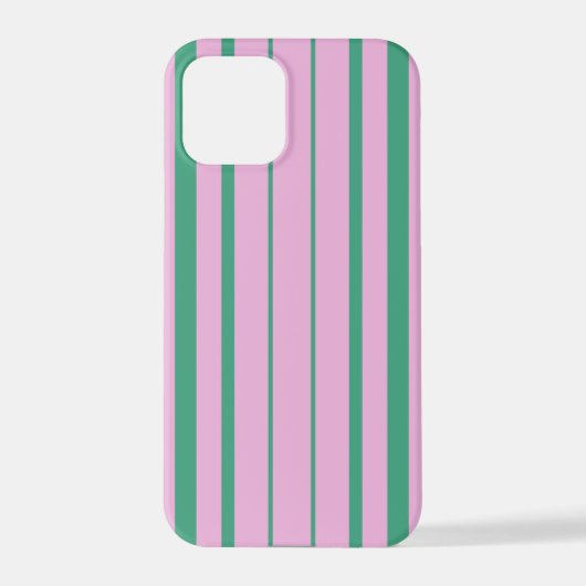 Green Stripes and Soft Pink iPhone 12 Pro Case iPhoneケース (裏面)