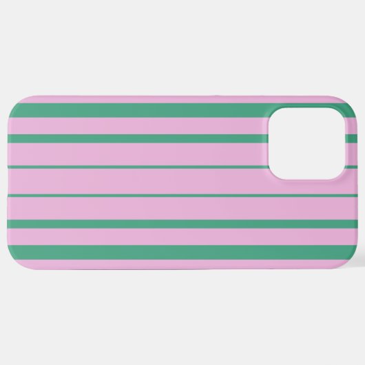 Green Stripes and Soft Pink iPhone 12 Pro Max Case iPhoneケース (裏面横)