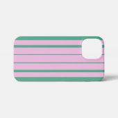 Green Stripes and Soft Pink iPhone 13 Mini Case iPhoneケース (裏面横)