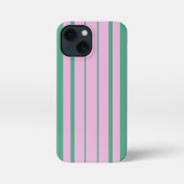 Green Stripes and Soft Pink iPhone 13 Mini Case iPhoneケース (裏面)