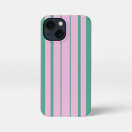 Green Stripes and Soft Pink iPhone 13 Mini Case iPhone 13 Miniケース