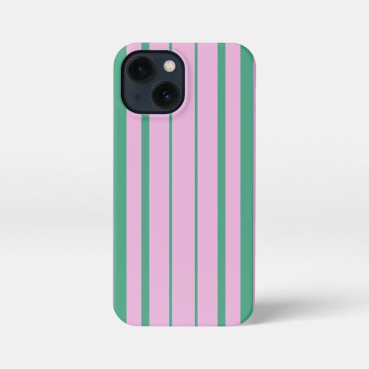Green Stripes and Soft Pink iPhone 13 Mini Case iPhoneケース (裏面)