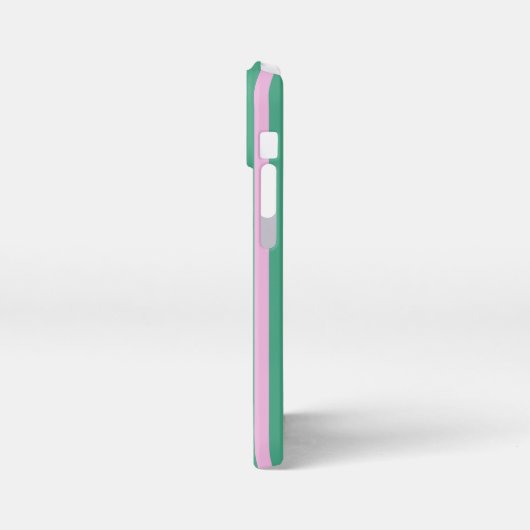 Green Stripes and Soft Pink iPhone 13 Mini Case iPhoneケース (左側面)