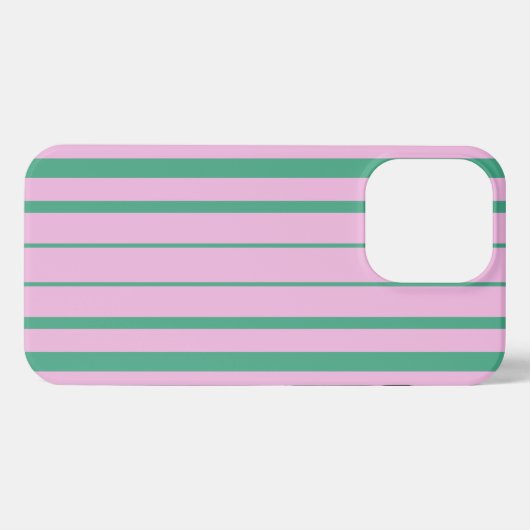 Green Stripes and Soft Pink iPhone 13 Pro Case iPhoneケース (裏面横)