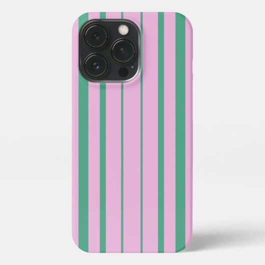 Green Stripes and Soft Pink iPhone 13 Pro Case iPhoneケース (裏面)