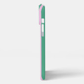 Green Stripes and Soft Pink iPhone 13 Pro Max Case iPhoneケース (左側面)