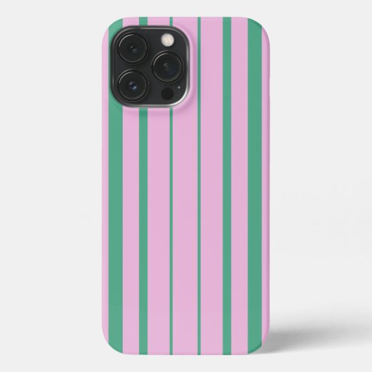 Green Stripes and Soft Pink iPhone 13 Pro Max Case iPhoneケース (裏面)