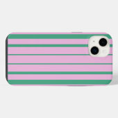 Green Stripes and Soft Pink iPhone 14 Plus case iPhoneケース (裏面横)