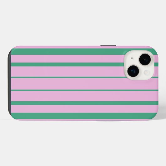 Green Stripes and Soft Pink iPhone 14 Plus case iPhoneケース (裏面横)