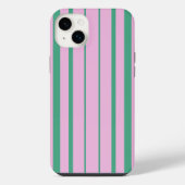 Green Stripes and Soft Pink iPhone 14 Plus case iPhoneケース (裏面)