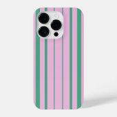 Green Stripes and Soft Pink iPhone 14 Pro Case iPhoneケース (裏面)